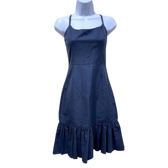 Kate Spade Size 0 Talitha Midnight Navy Blue Ruffle Hem Dress Size 0 *no belt* - Picture 4 of 13